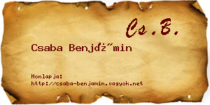 Csaba Benjámin névjegykártya